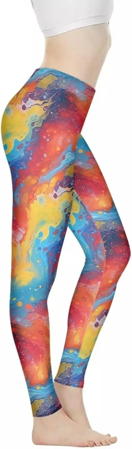 Graffiti Painting Women's High Waist Pants Camouflage Green Yoga Trousers Pants Modern Arts Running Leggings