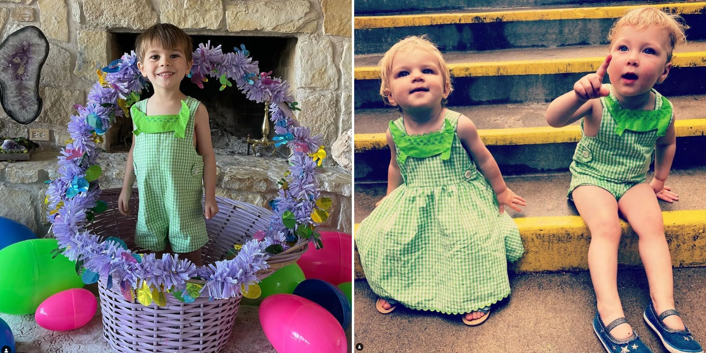Green Gingham Alligator Romper