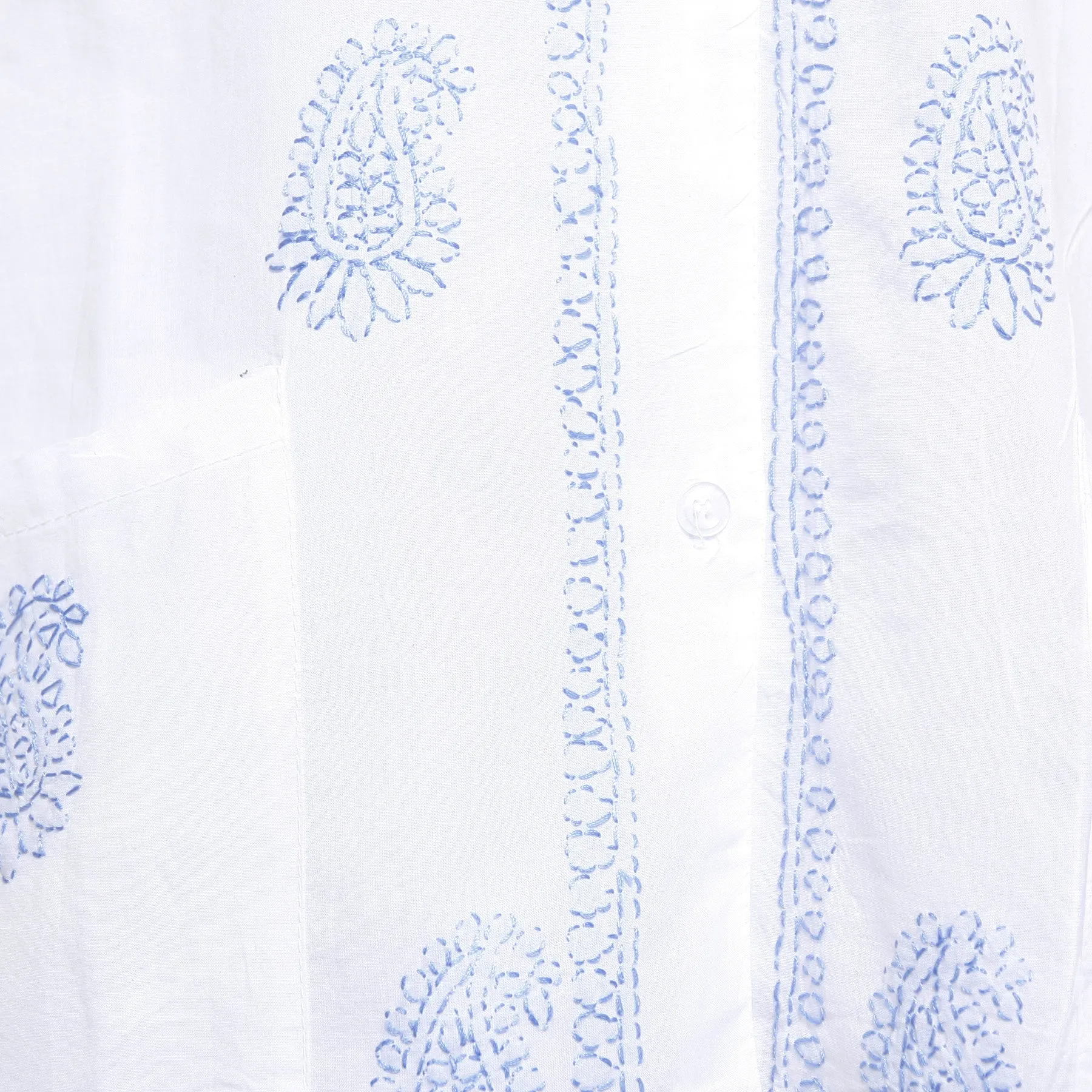 Hand-embroidered Cotton Pyjamas / Baby Blue