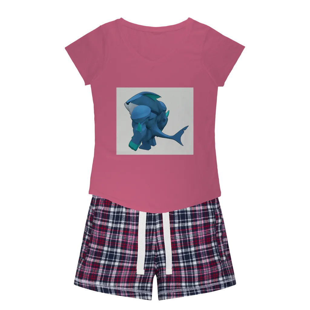 Ice Shark Women's Sleepy Tee and Flannel Short