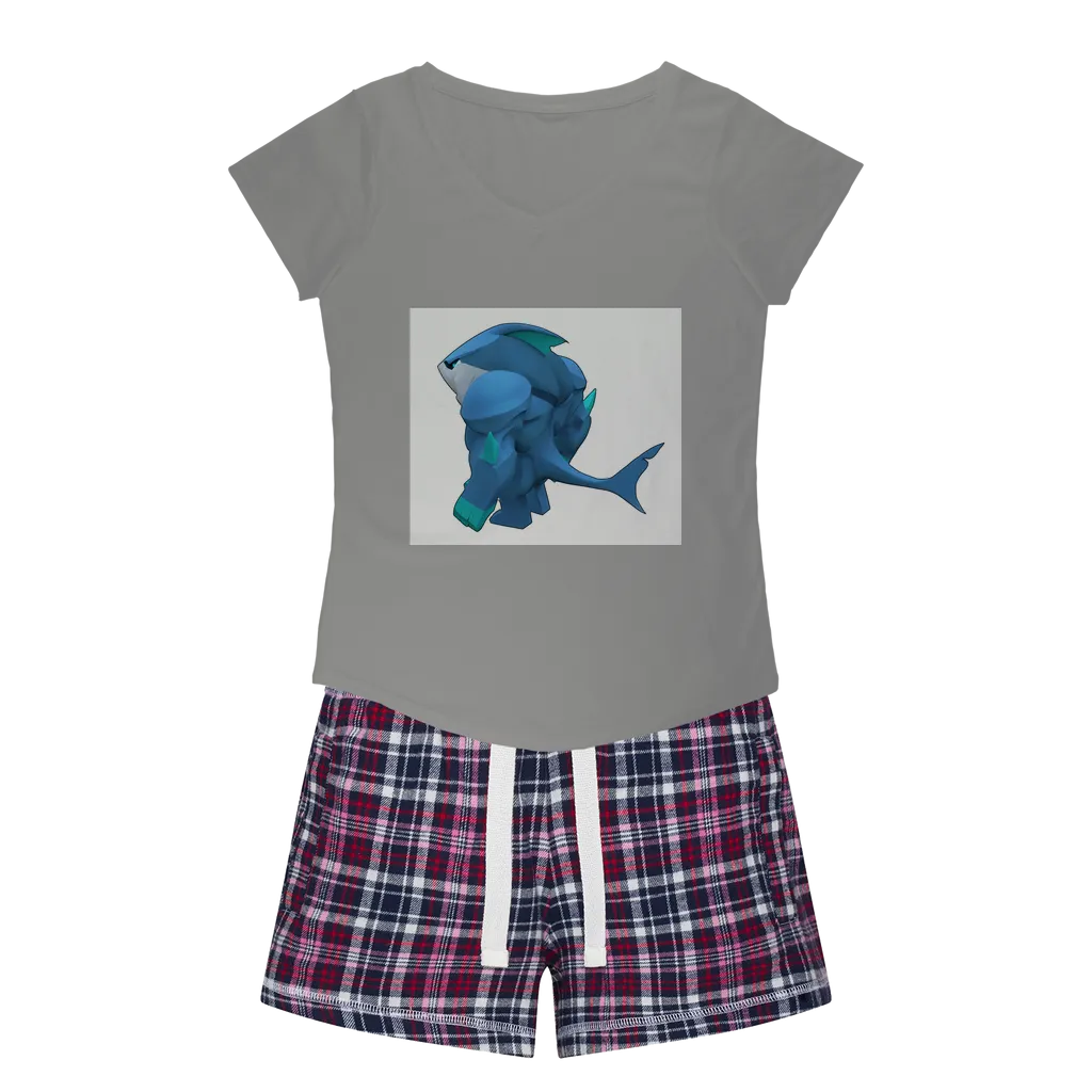 Ice Shark Women's Sleepy Tee and Flannel Short