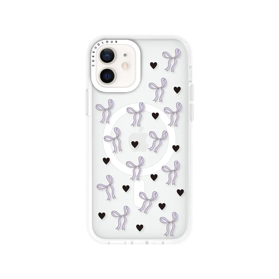 iPhone 12 Purple Ribbon Heart Phone Case MagSafe Compatible