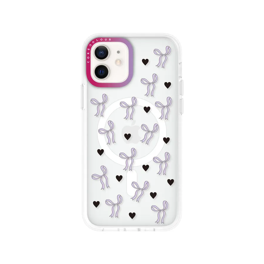 iPhone 12 Purple Ribbon Heart Phone Case MagSafe Compatible