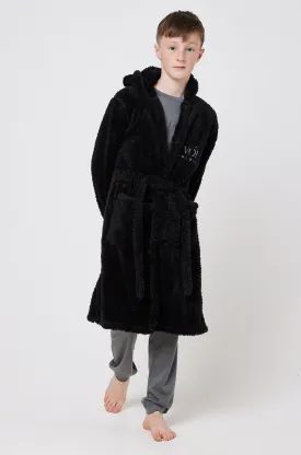 Junior Fleece Dressing Gown - Black