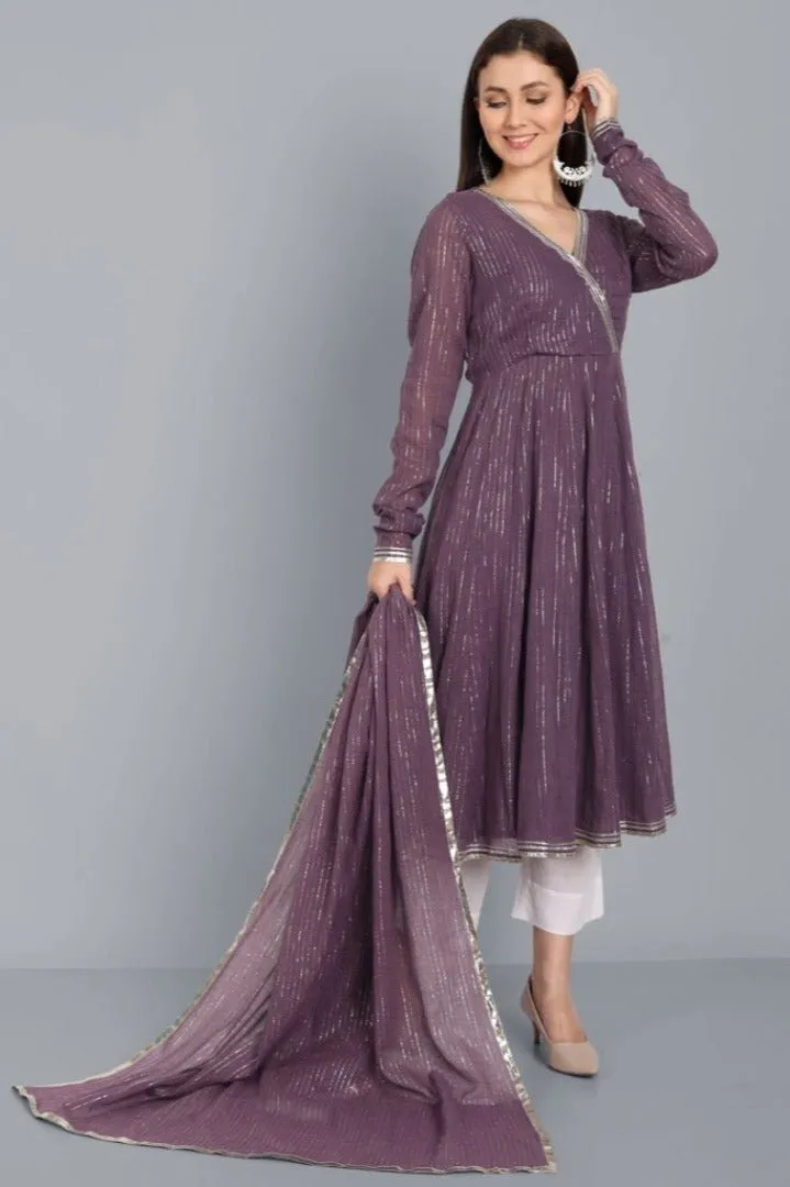 Kaasni Anarkali with Dupatta - Set of 3