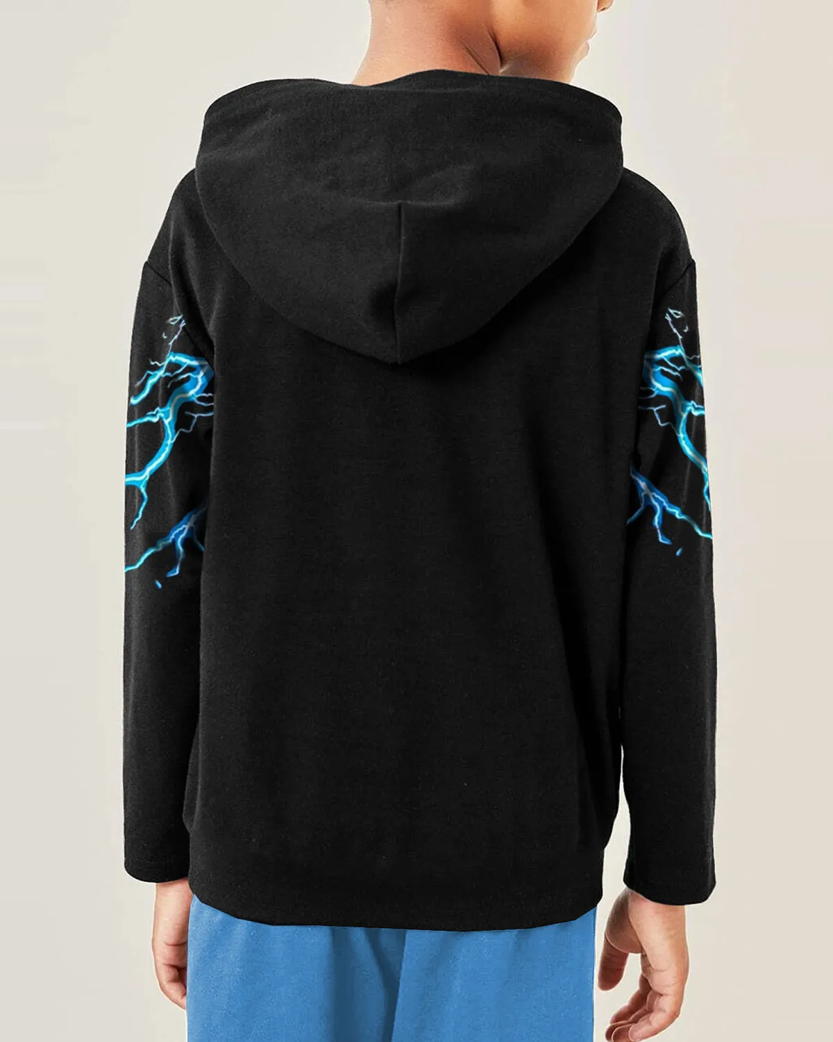 Kids Thunder Printed Black Hoodie