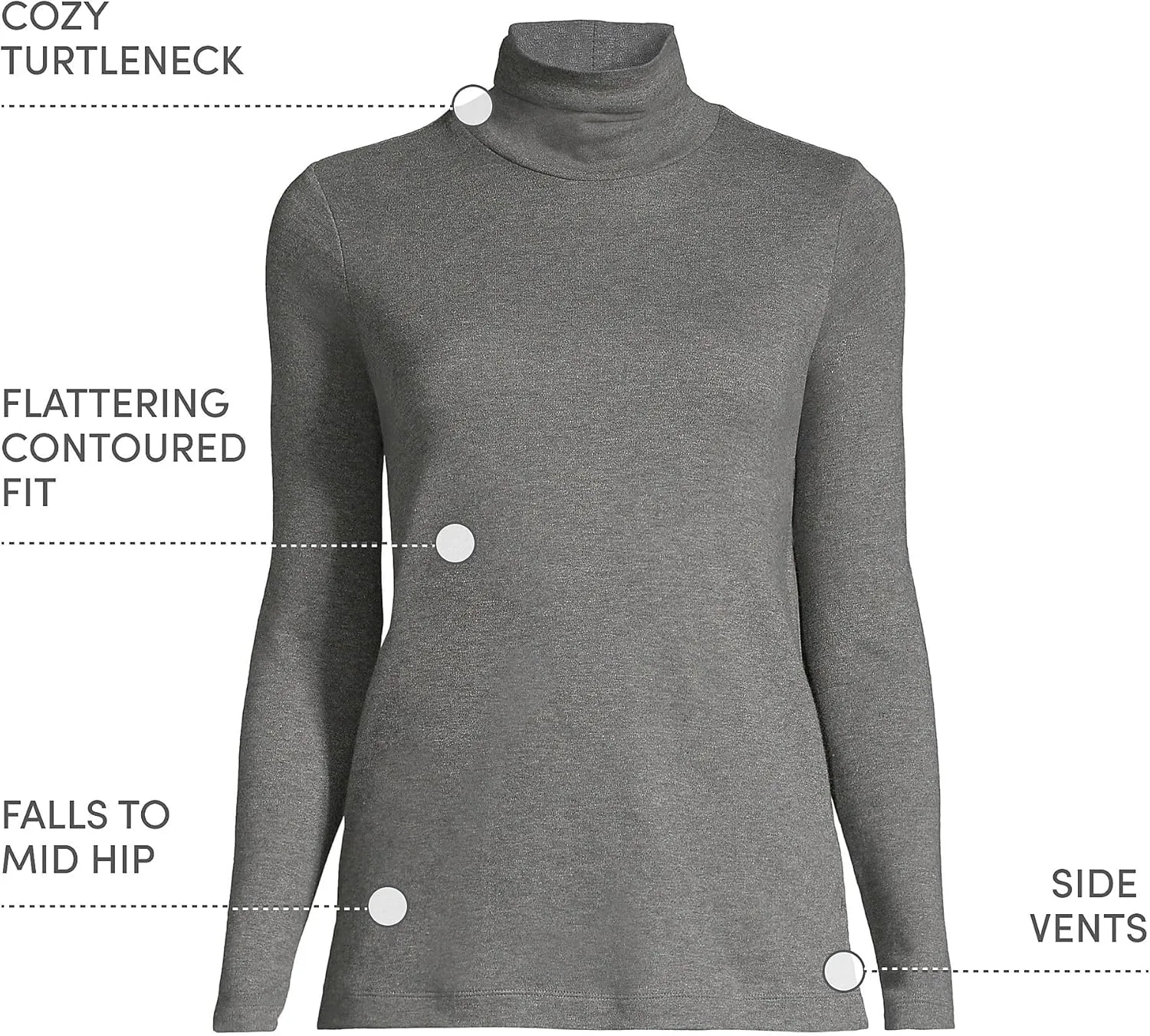 Lands' End Women's American-Grown Supima Cotton Fitted Long Sleeve Turtleneck