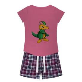 Leafasaur Women's Sleepy Tee and Flannel Short