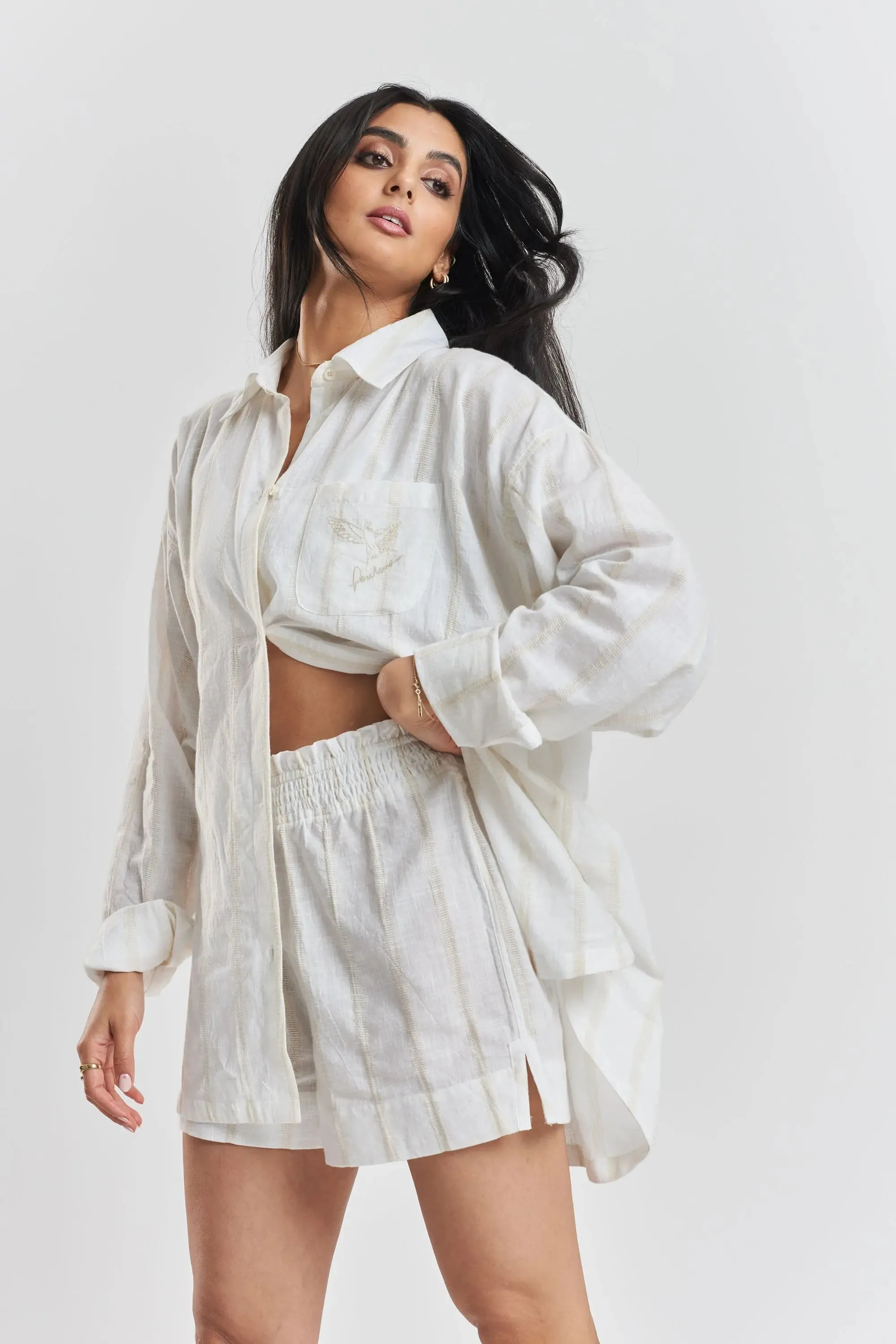 Lomandra Ethical-Cotton Pyjama Shorts - Summer Sand Beige