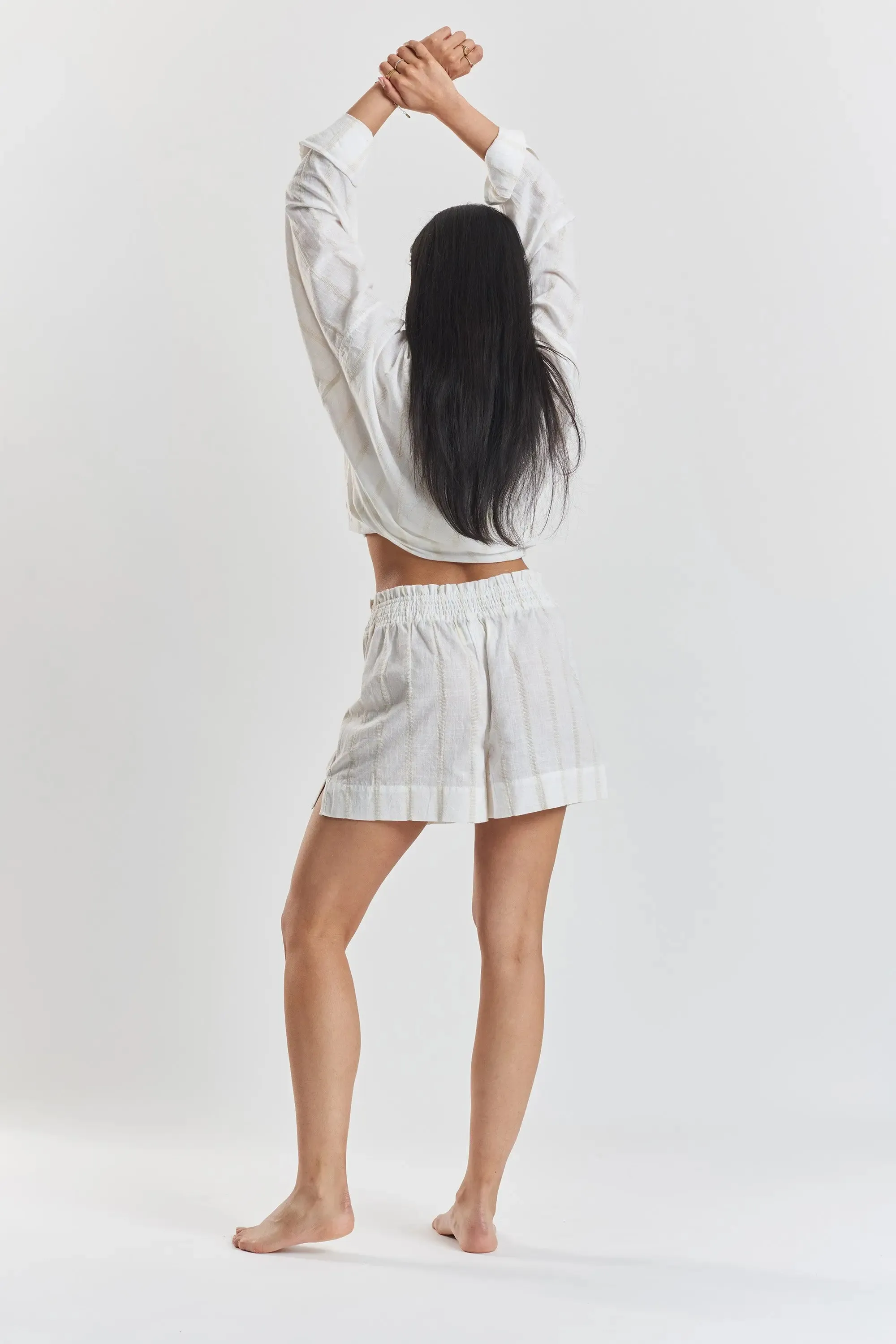 Lomandra Ethical-Cotton Pyjama Shorts - Summer Sand Beige