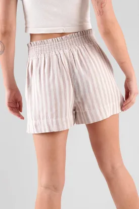 Lomandra Striped Ethical-Cotton Pyjama Shorts - Golden Glow Beige