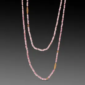 Long Tourmaline Necklace with Mixed Gold Beads