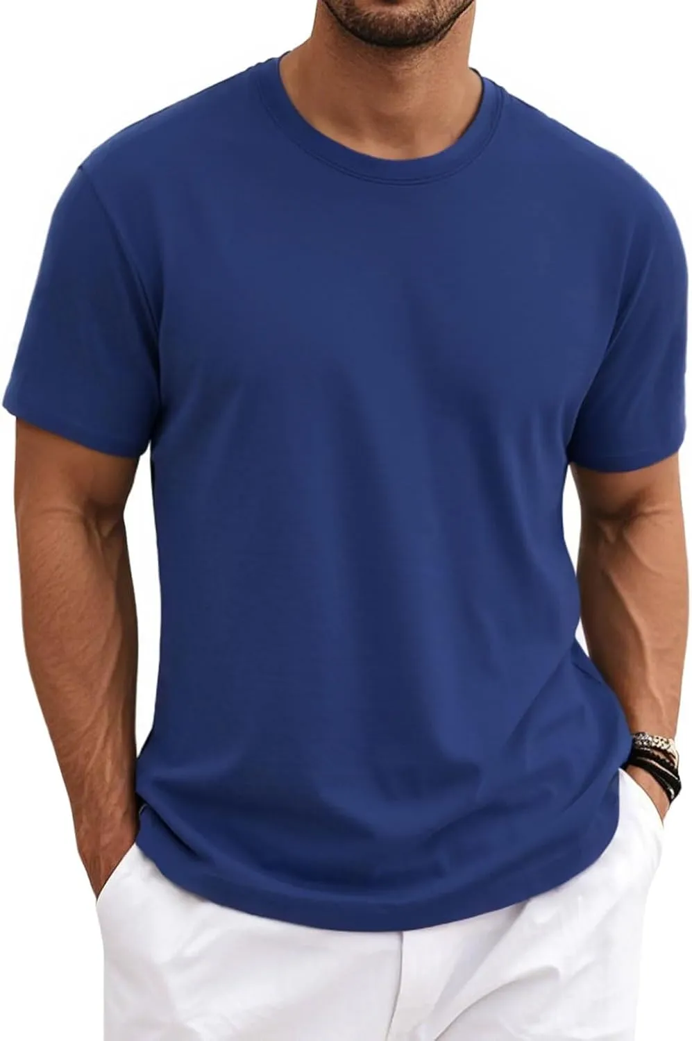 MAGNIVIT Men's Shirts Short Sleeve Cotton T-Shirt Crew Neck Light Tees Classic Basic Casual Tops Plain Soft Shirt