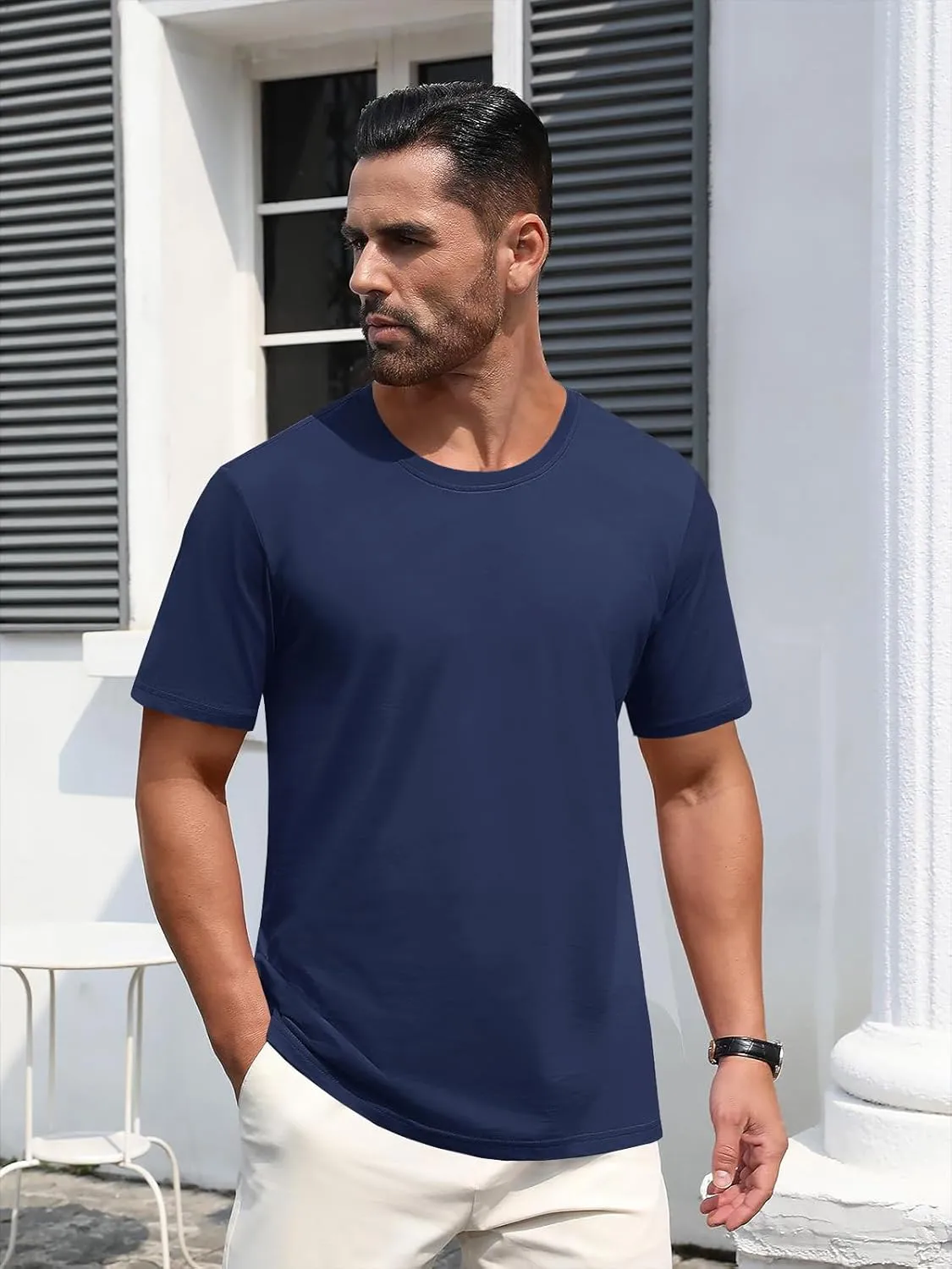 MAGNIVIT Men's Shirts Short Sleeve Cotton T-Shirt Crew Neck Light Tees Classic Basic Casual Tops Plain Soft Shirt