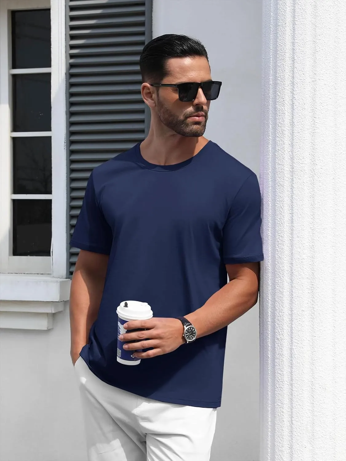 MAGNIVIT Men's Shirts Short Sleeve Cotton T-Shirt Crew Neck Light Tees Classic Basic Casual Tops Plain Soft Shirt