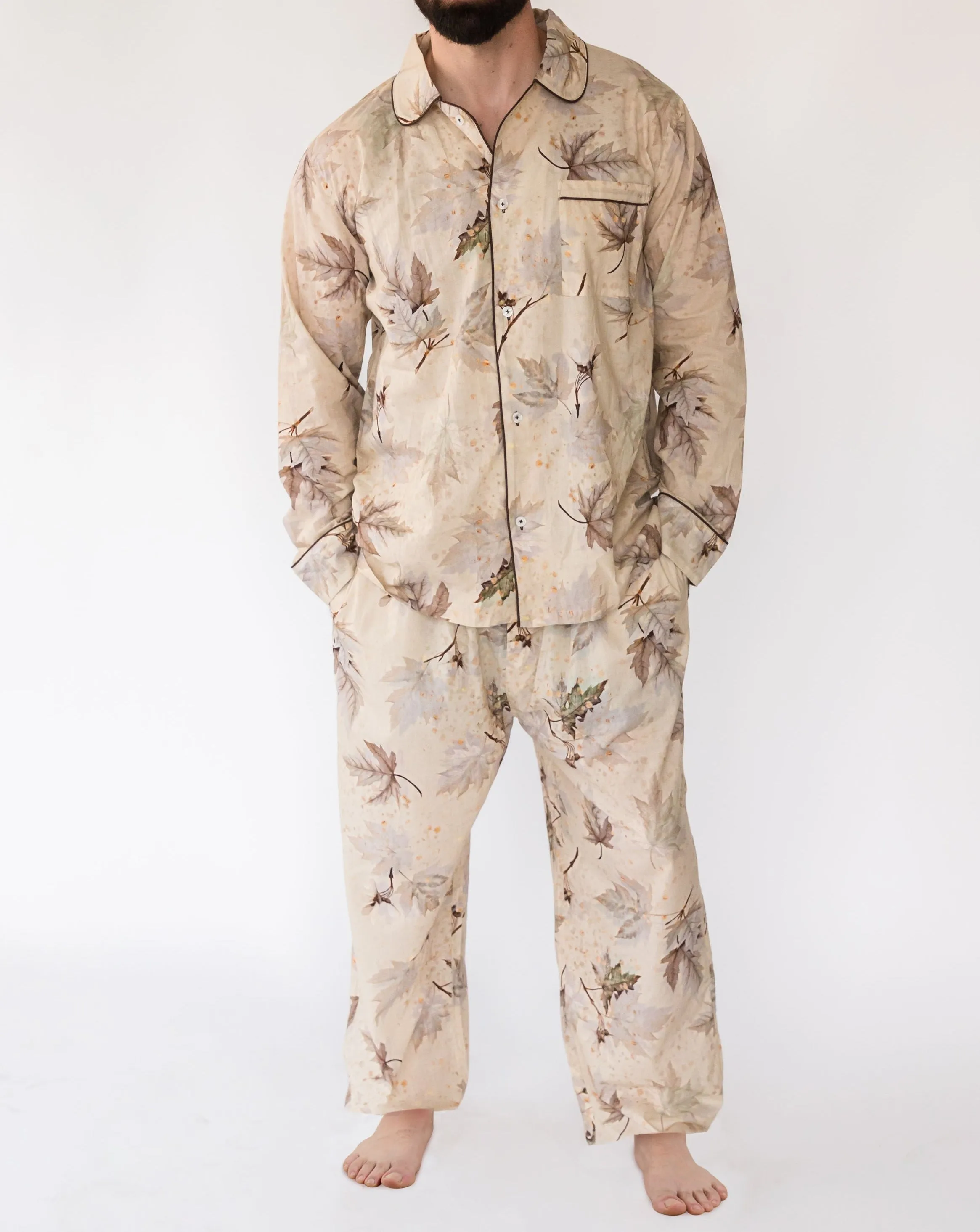 Matthew Maple Men’s Long Sleeve Shirt & Pajama Set