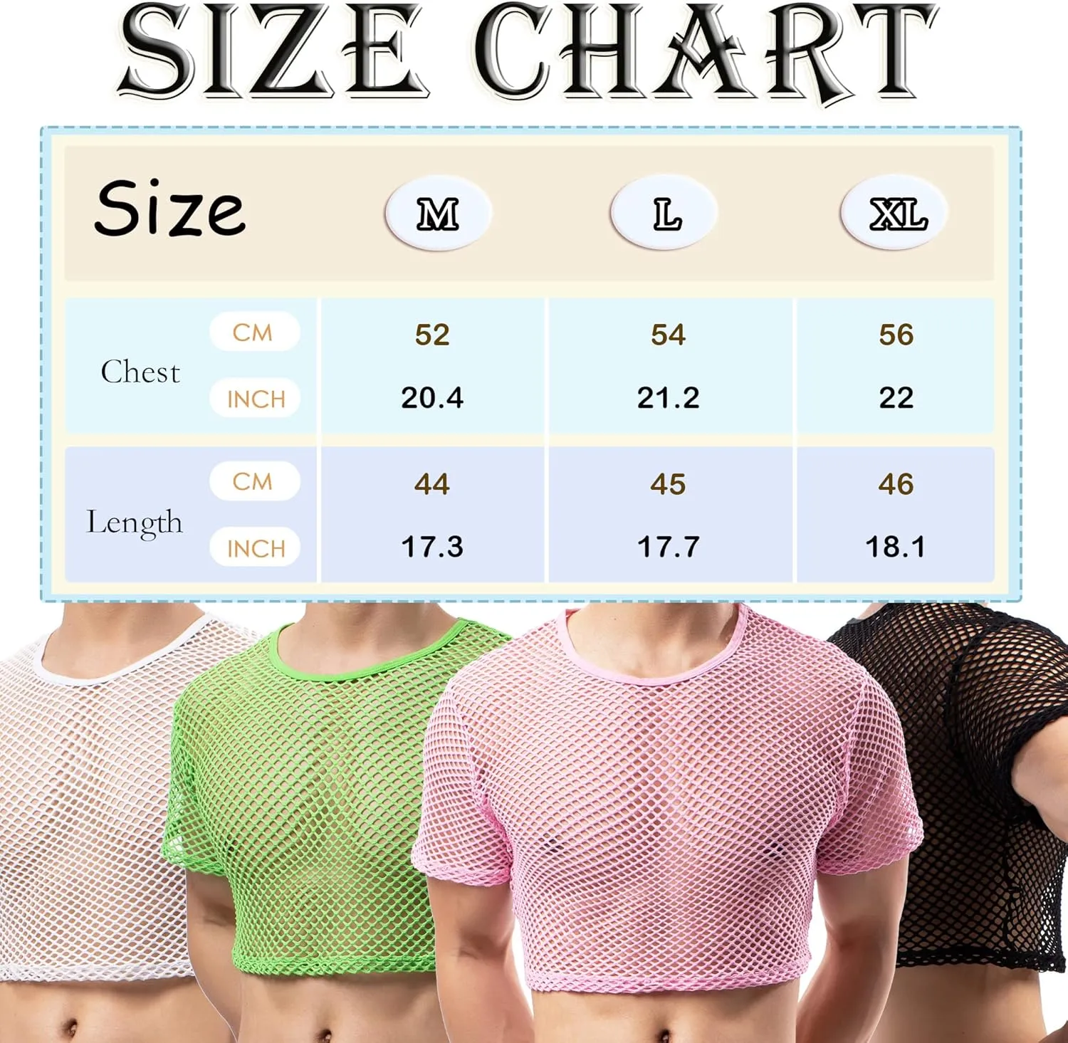 Men's Fishnet Crop Tops Mesh T Shirt See Through Undershirt Nightwear Sheer Shirt