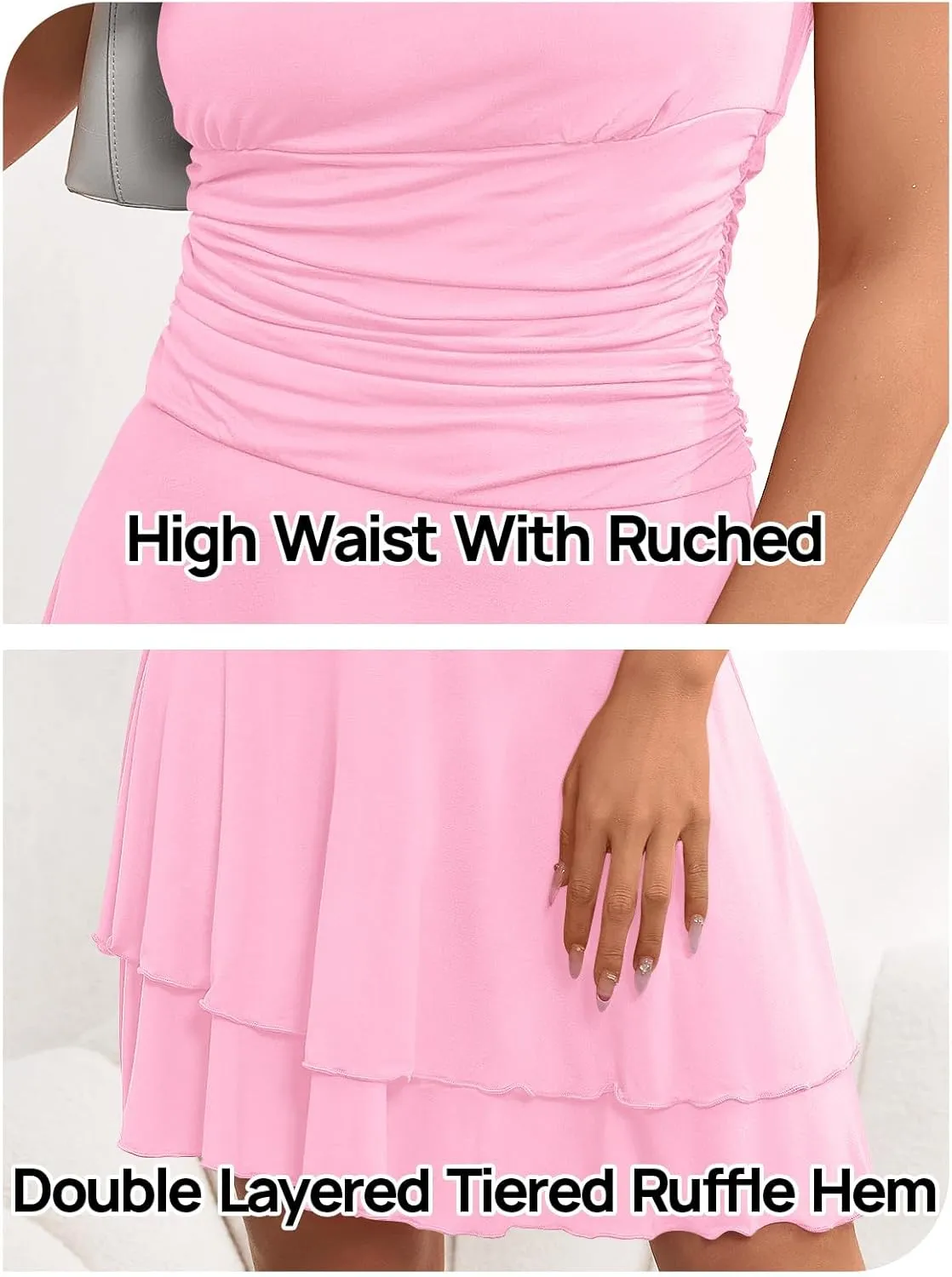 MEROKEETY Women's 2025 Summer Strapless Tube Dress Sexy Off Shoulder Ruffle Tiered Flowy Mini Dresses