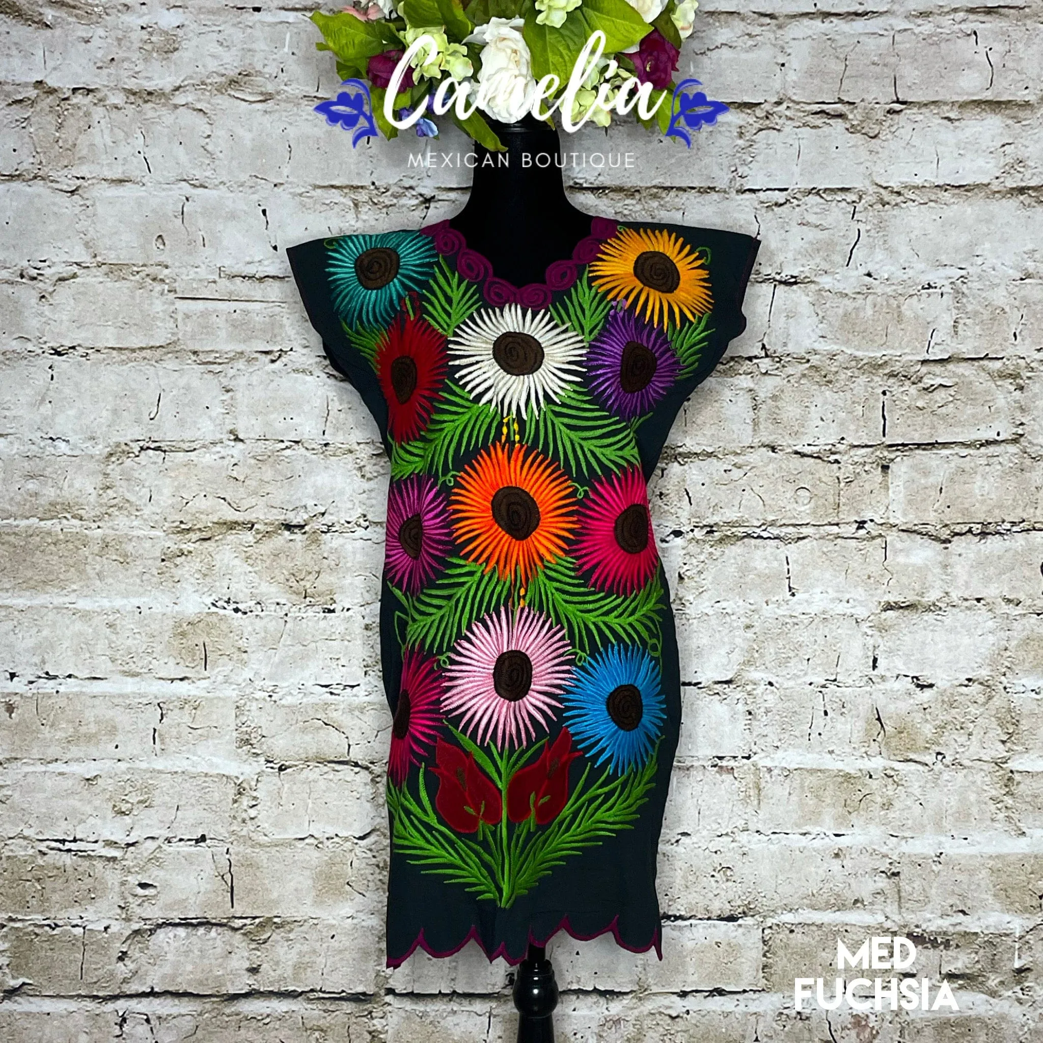 Mexican Huipil Dress Daisies