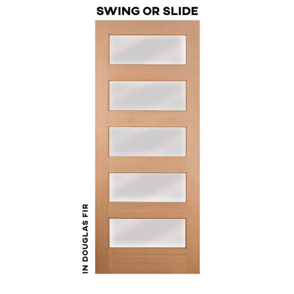 Modern Five Panel Horizontal Swinging Interior Glass Door
