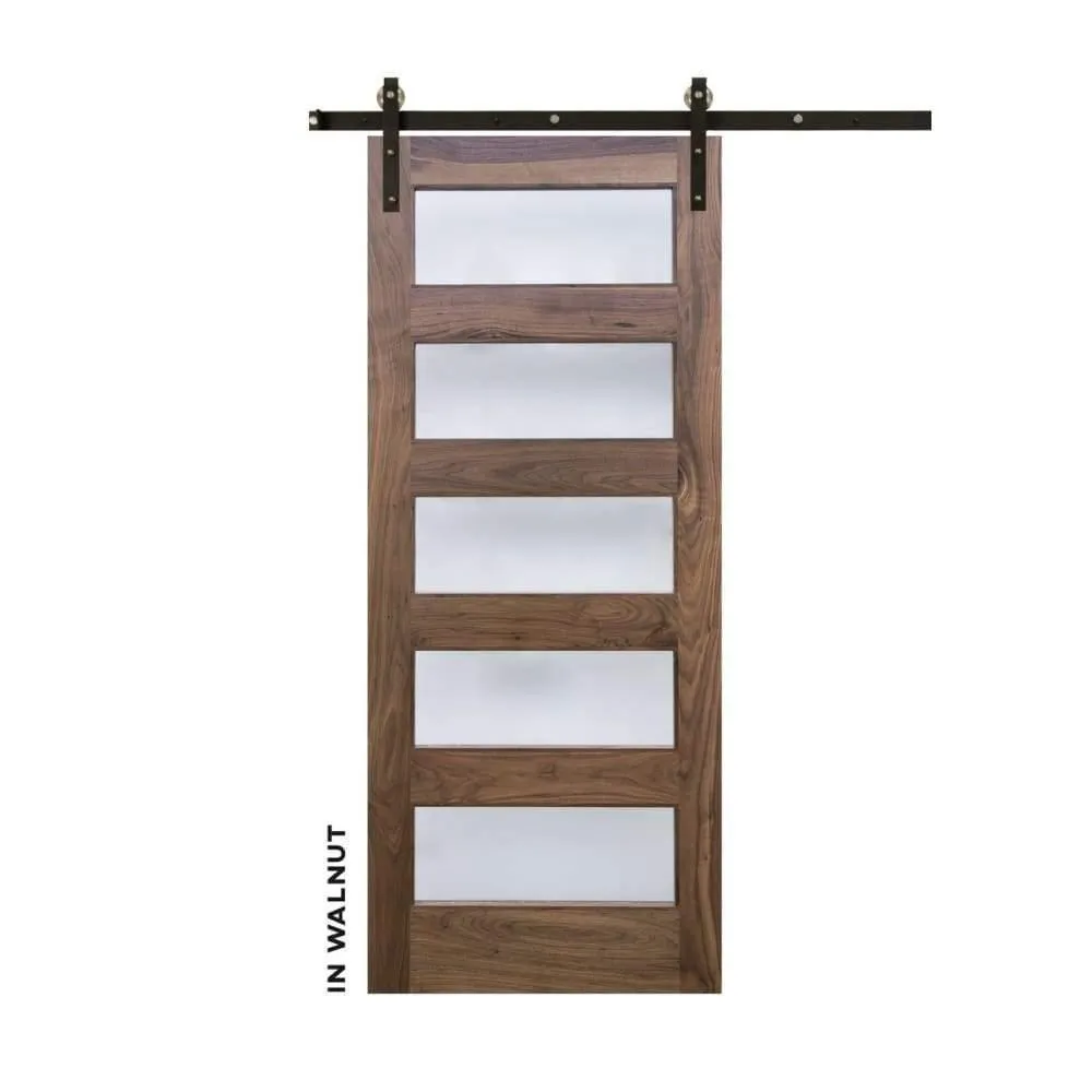 Modern Five Panel Horizontal Swinging Interior Glass Door
