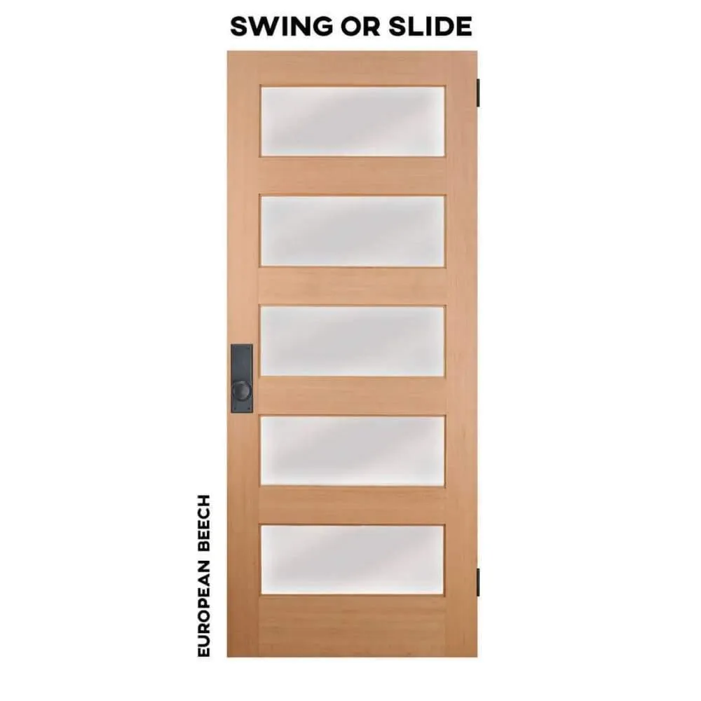 Modern Five Panel Horizontal Swinging Interior Glass Door