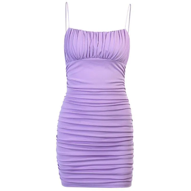 Petite Lavender Spaghetti Strap Ruched Bust Mini Dress