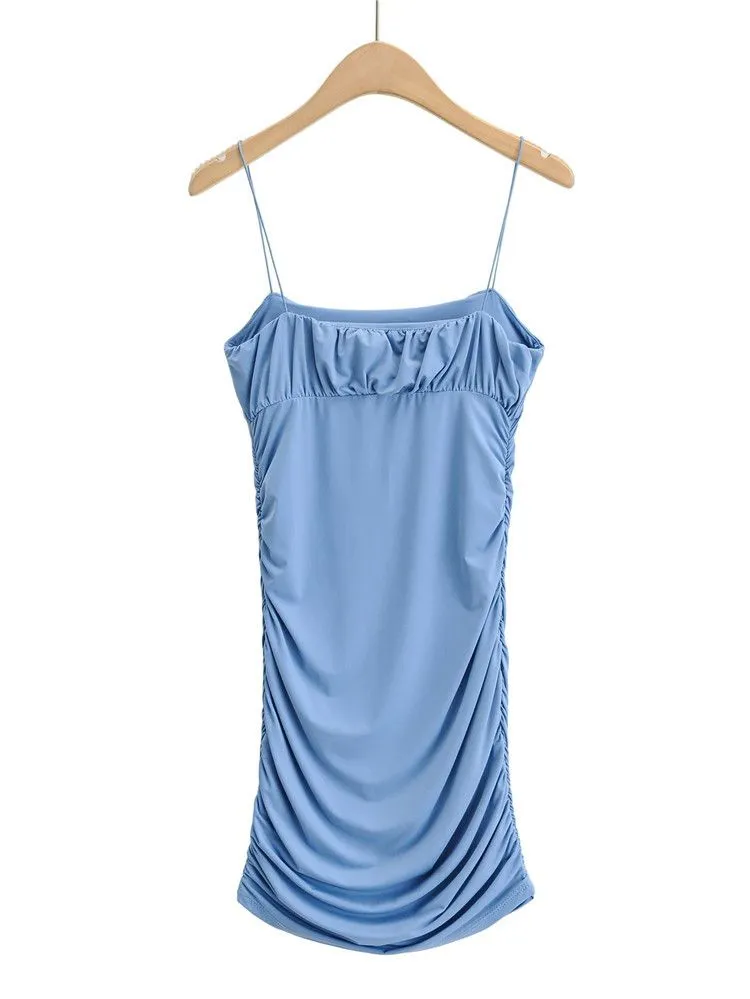 Petite Lavender Spaghetti Strap Ruched Bust Mini Dress