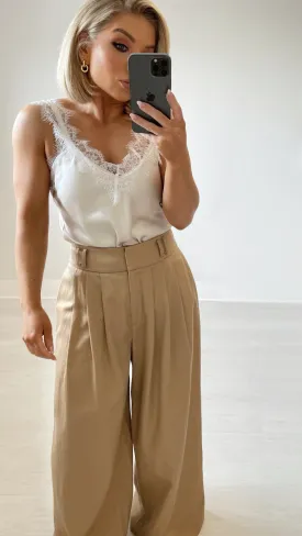 POLLY LACE SATIN CAMI - IVORY