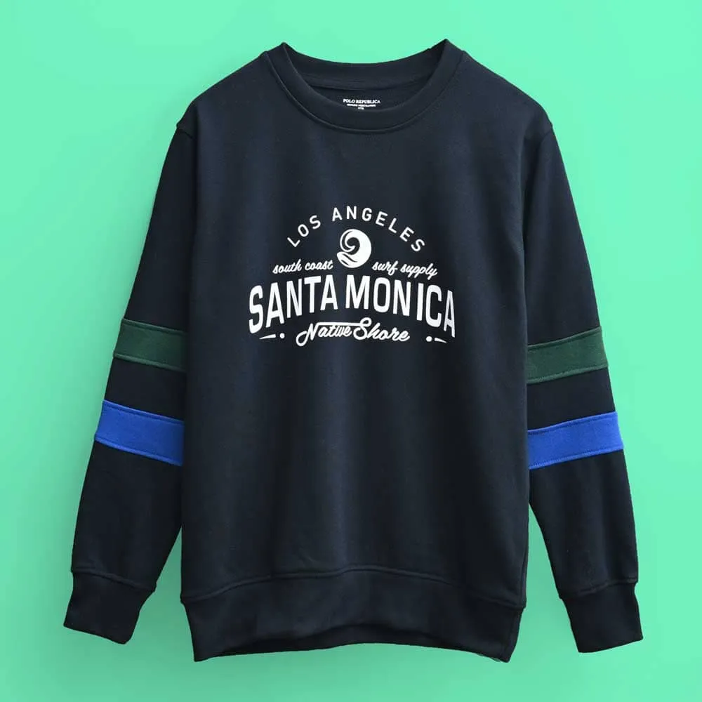 Polo Republica Men's Santa Monica Panel Sleeves Terry Sweat Shirt