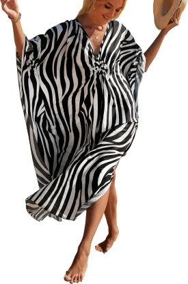RanRui Kaftan Dresses for Women  Wave Neck Floral Plus Size Caftans Muumuu Dresses