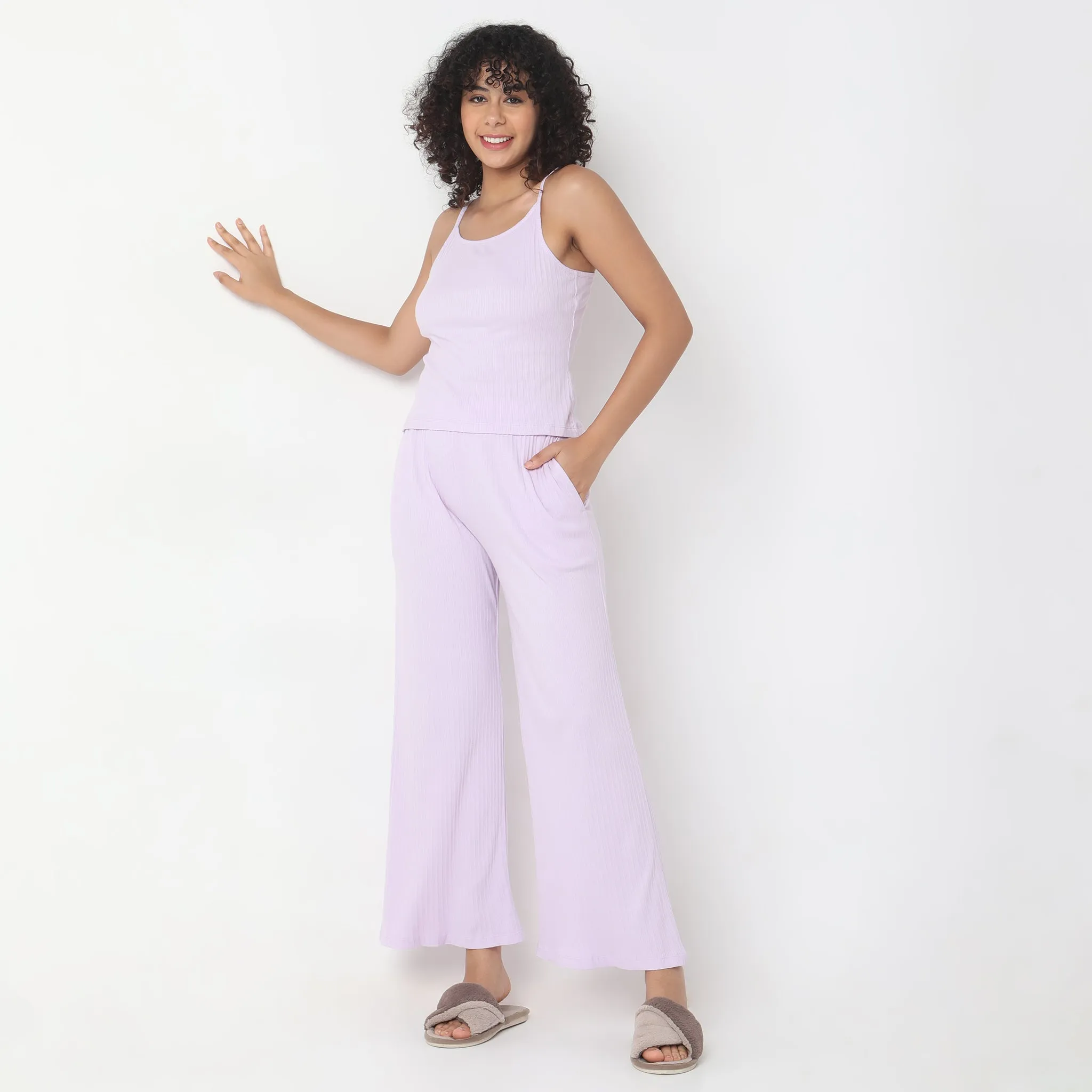 Regular Fit Solid Mid Rise Lounge Pants