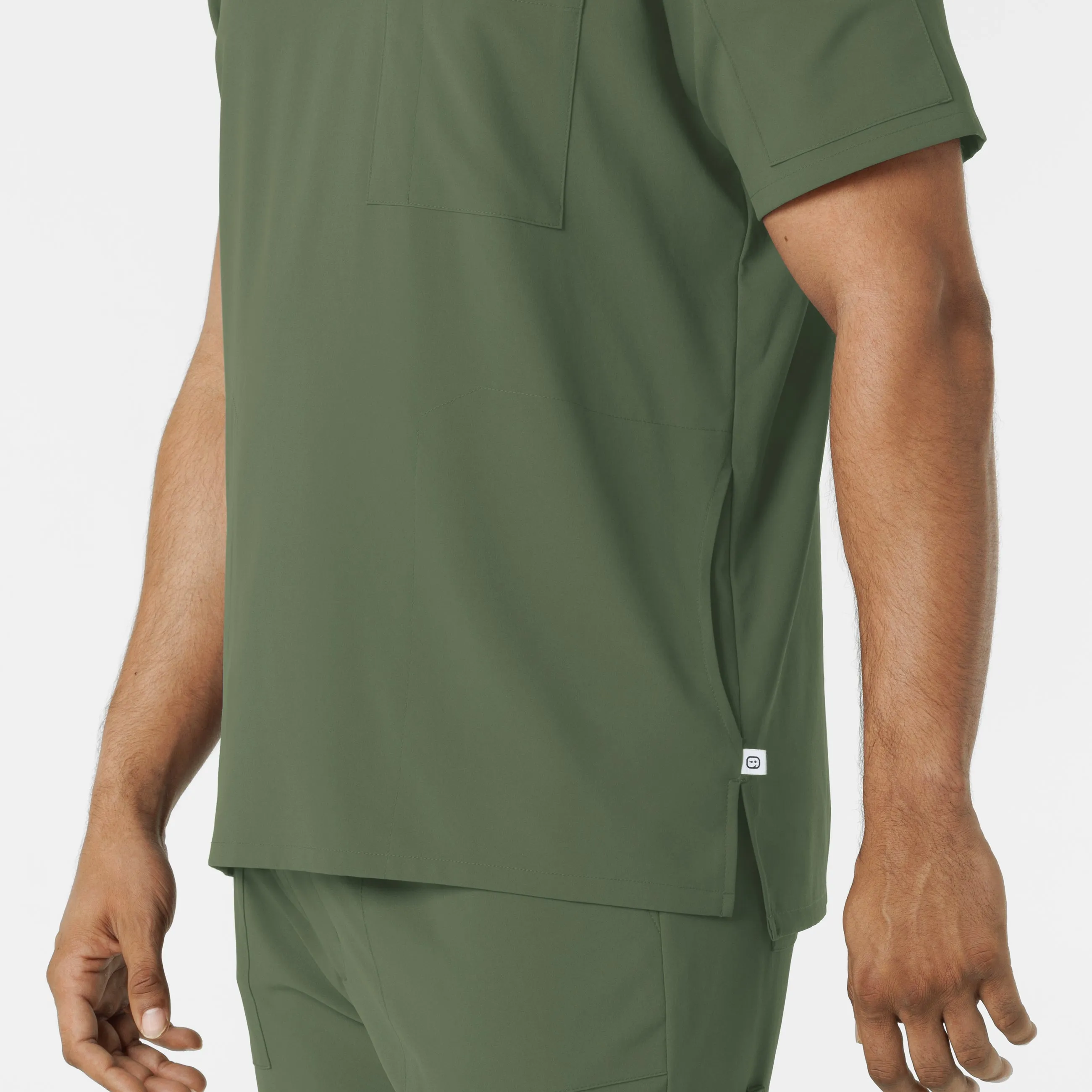 RENEW Men's V-Neck 5 Pocket Scrub Top - Olive
