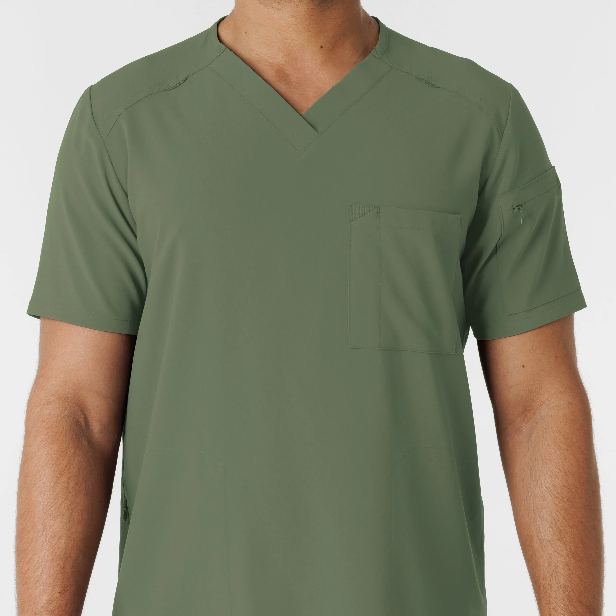 RENEW Men's V-Neck 5 Pocket Scrub Top - Olive