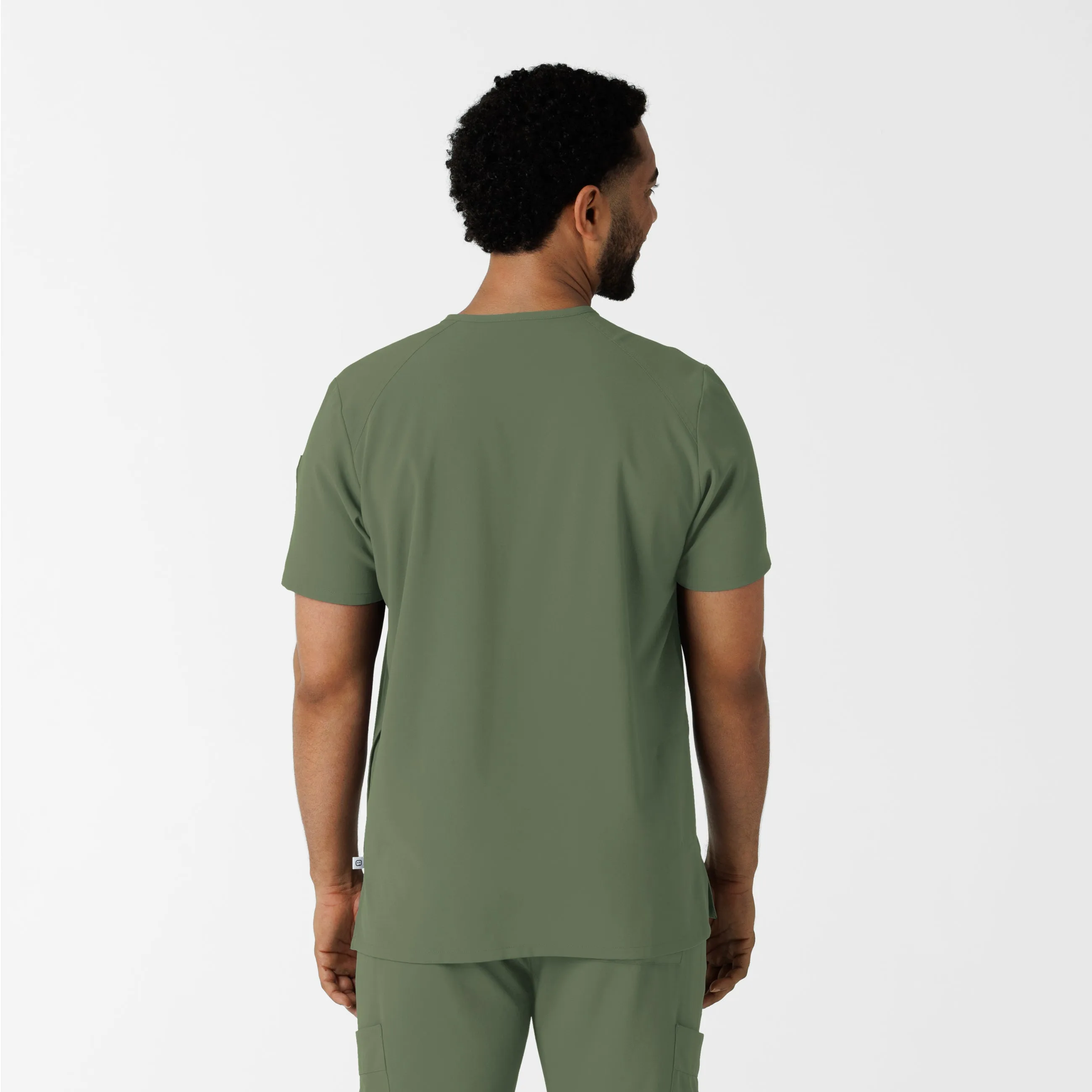 RENEW Men's V-Neck 5 Pocket Scrub Top - Olive