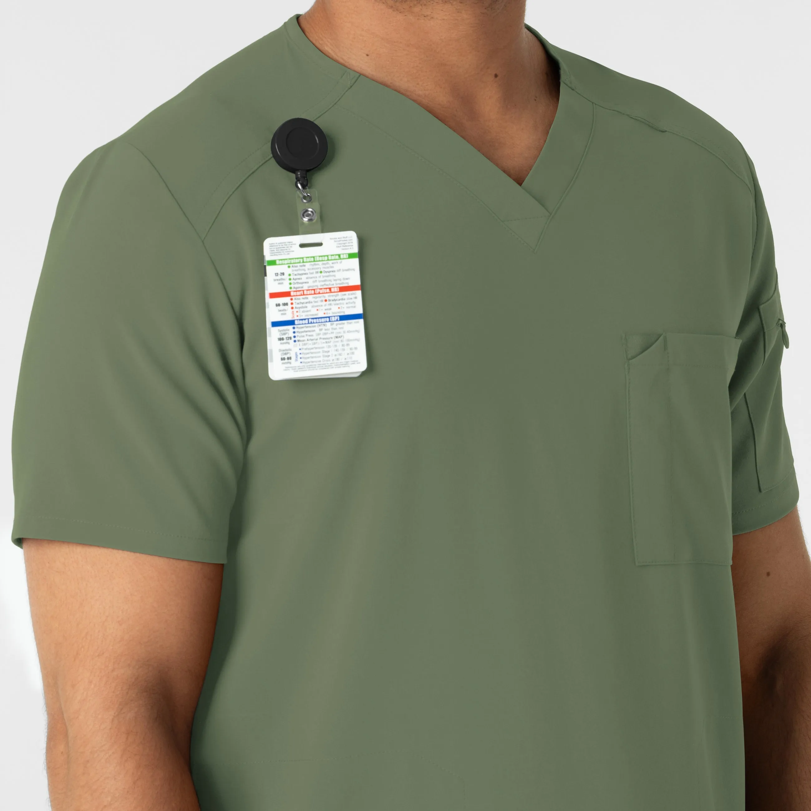 RENEW Men's V-Neck 5 Pocket Scrub Top - Olive