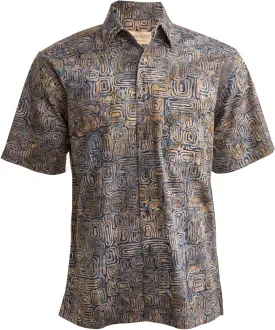Ripple Rosso Tropical Hawaiian Cotton Batik Shirt for Men