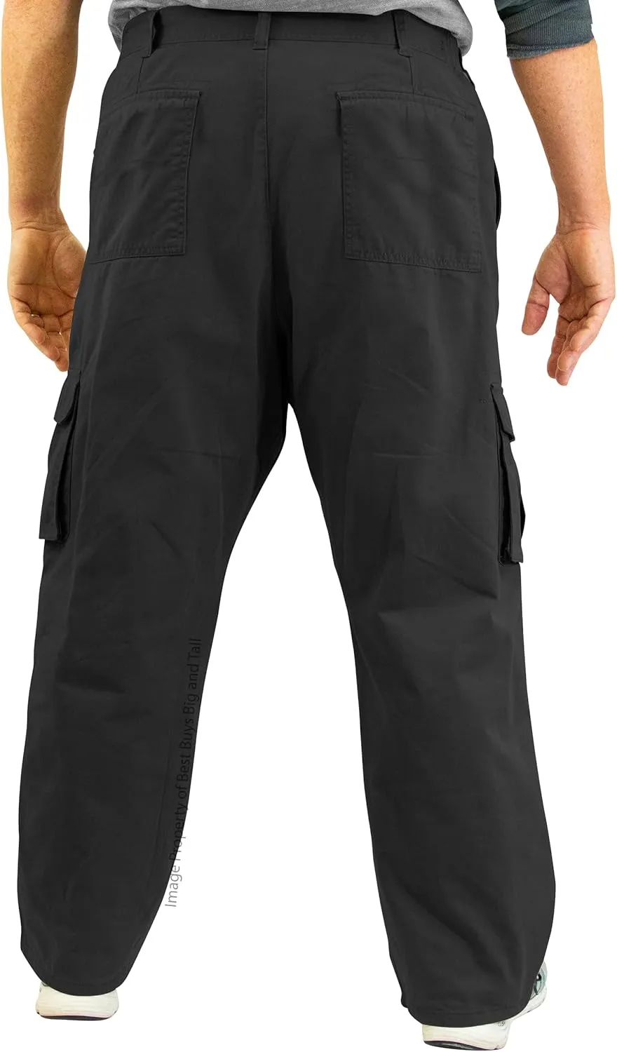 ROCXL Big & Tall Men's Cotton Cargo Pants with Expandable Waist