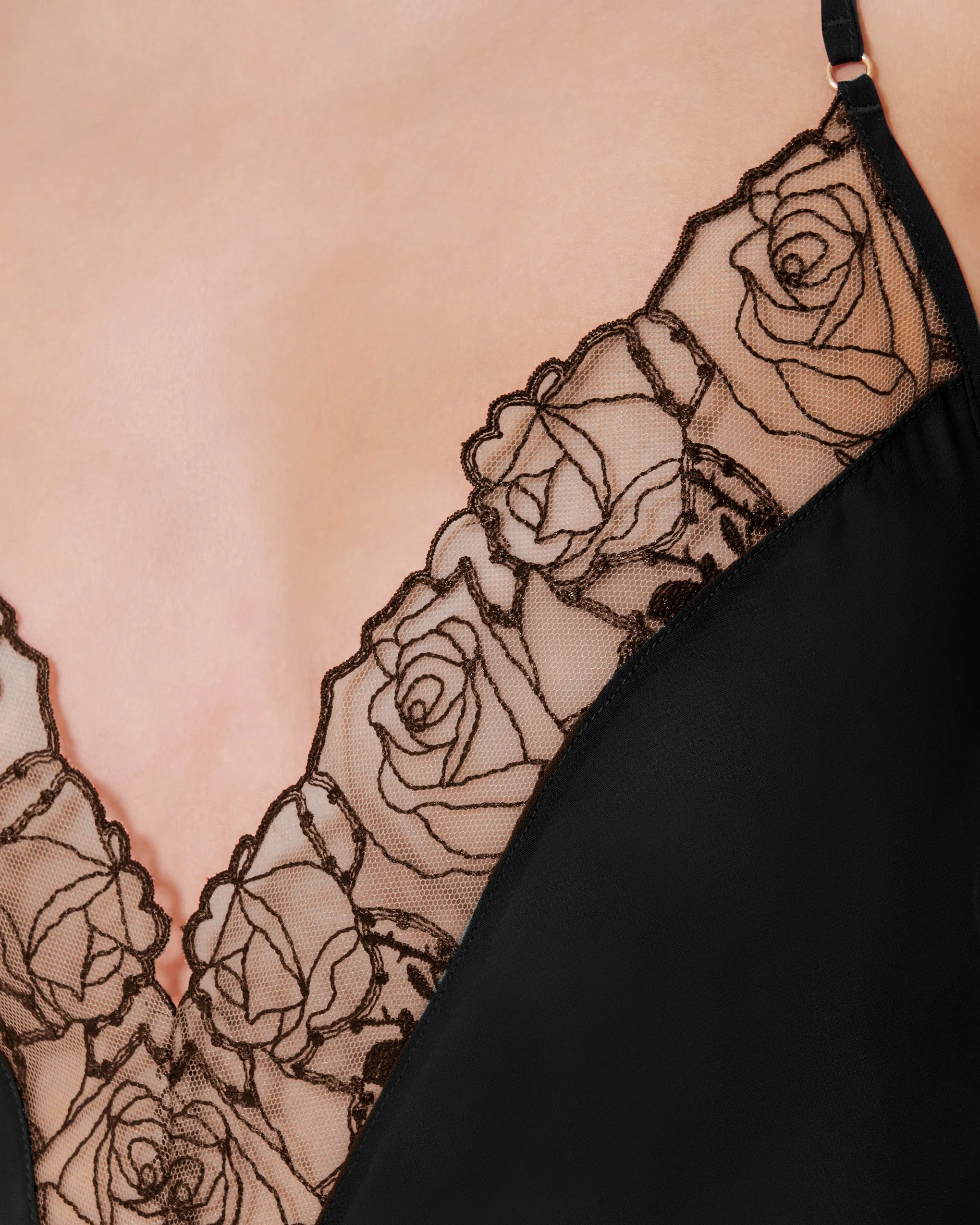 Rosalie Short Chemise Black/Sheer