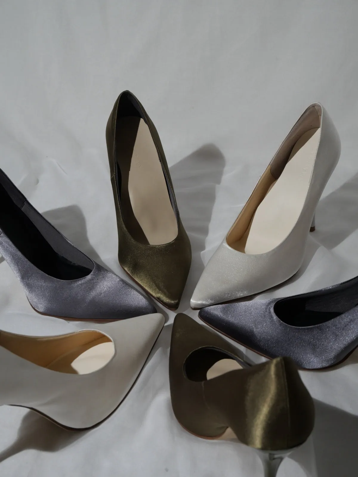 satin wrapped style up heels / 薄墨(gray)