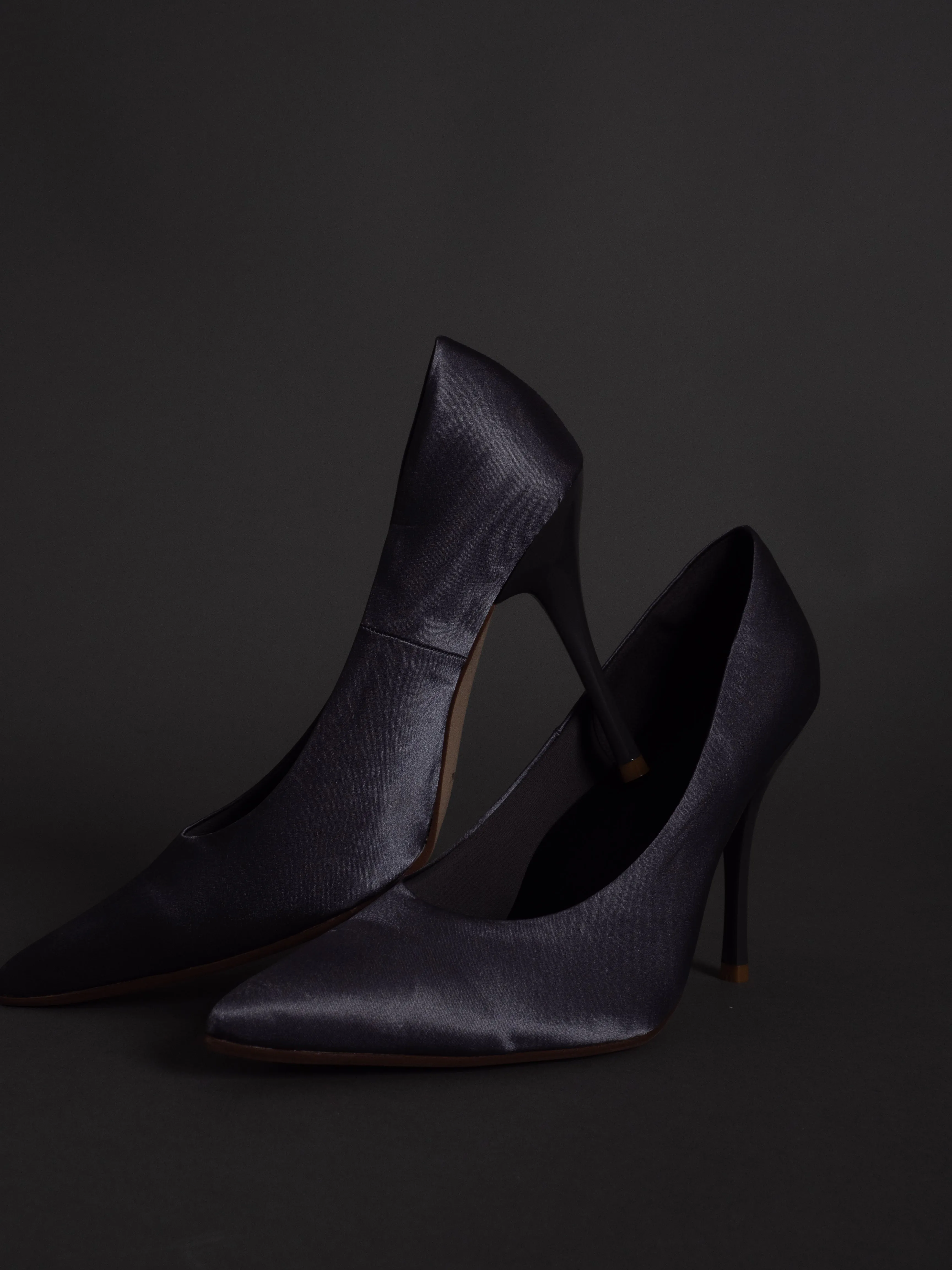 satin wrapped style up heels / 薄墨(gray)