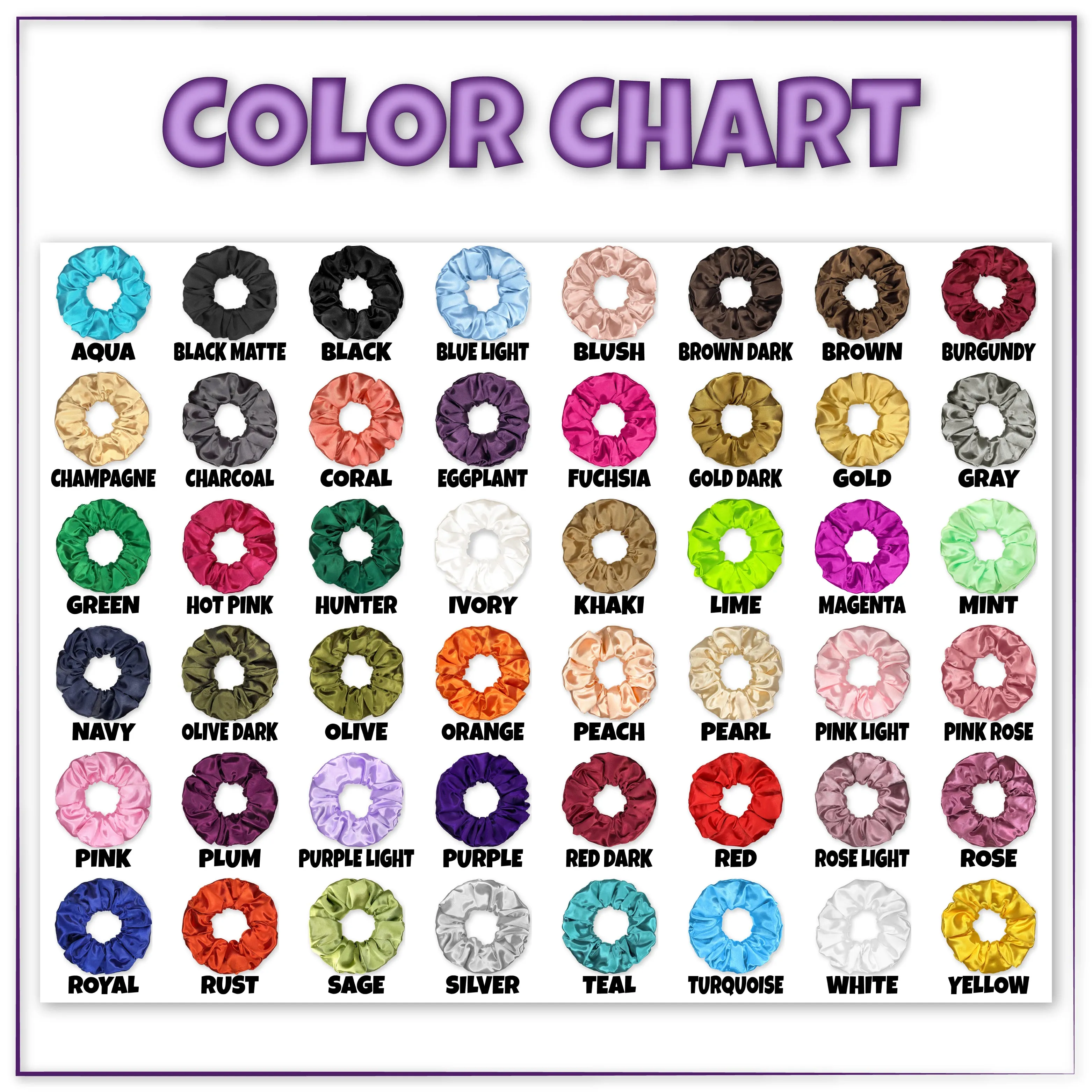 Scrunchies Premium Bridal Satin Available in 3 Sizes Made in the USA Plum