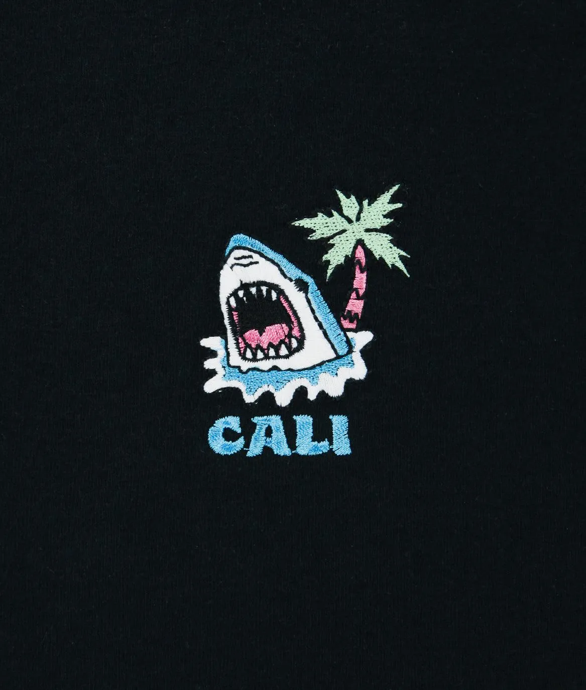 Shark Head Palm Cali Embroidered Womens Tee