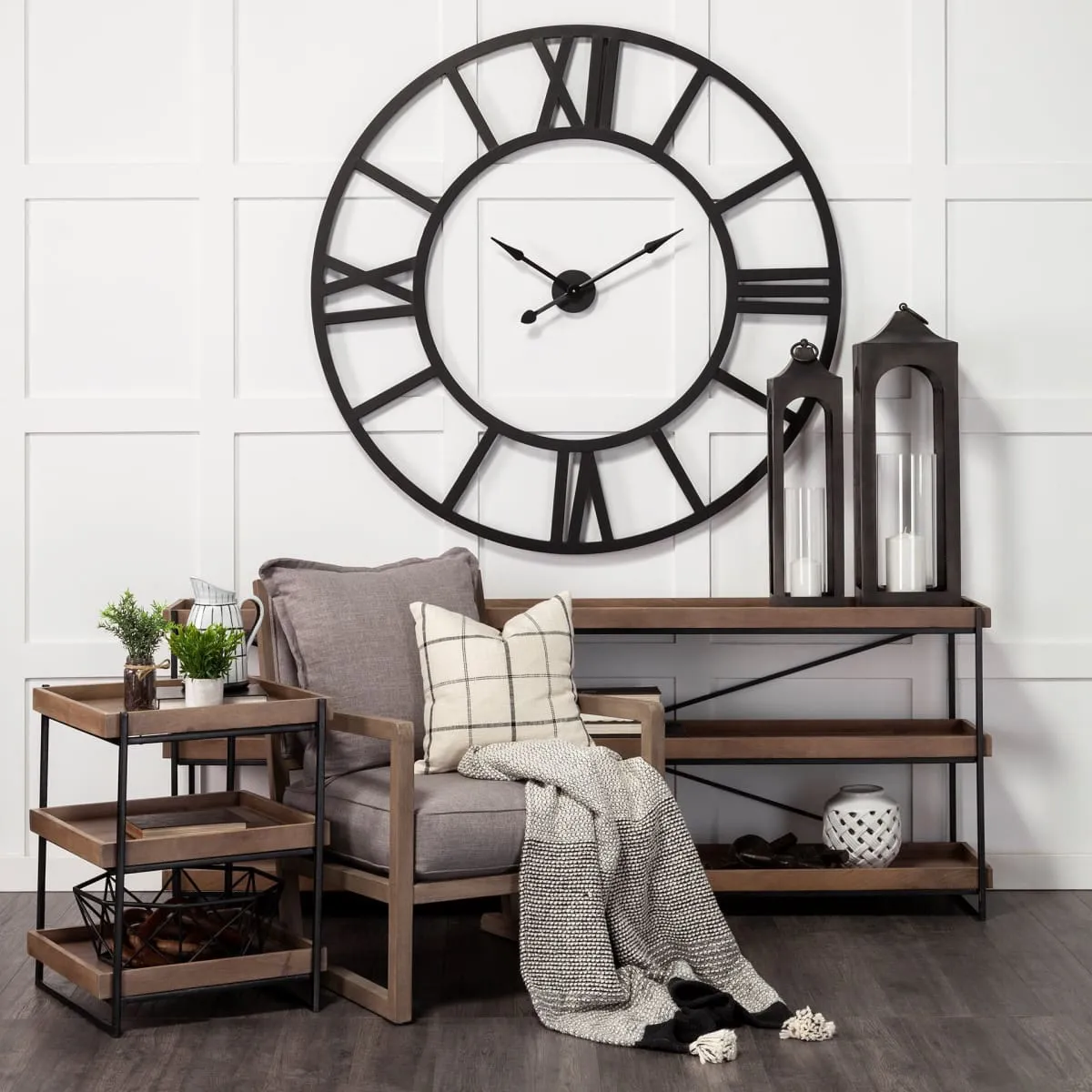 Stoke Wall Clock Black Metal | 54"
