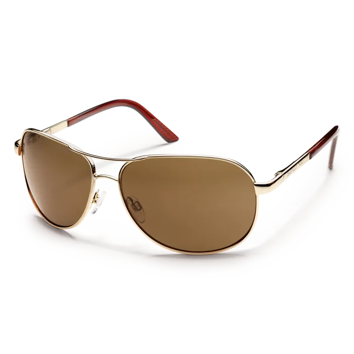Suncloud Aviator Gold Sunglasses w/ Brown Polarized Lens