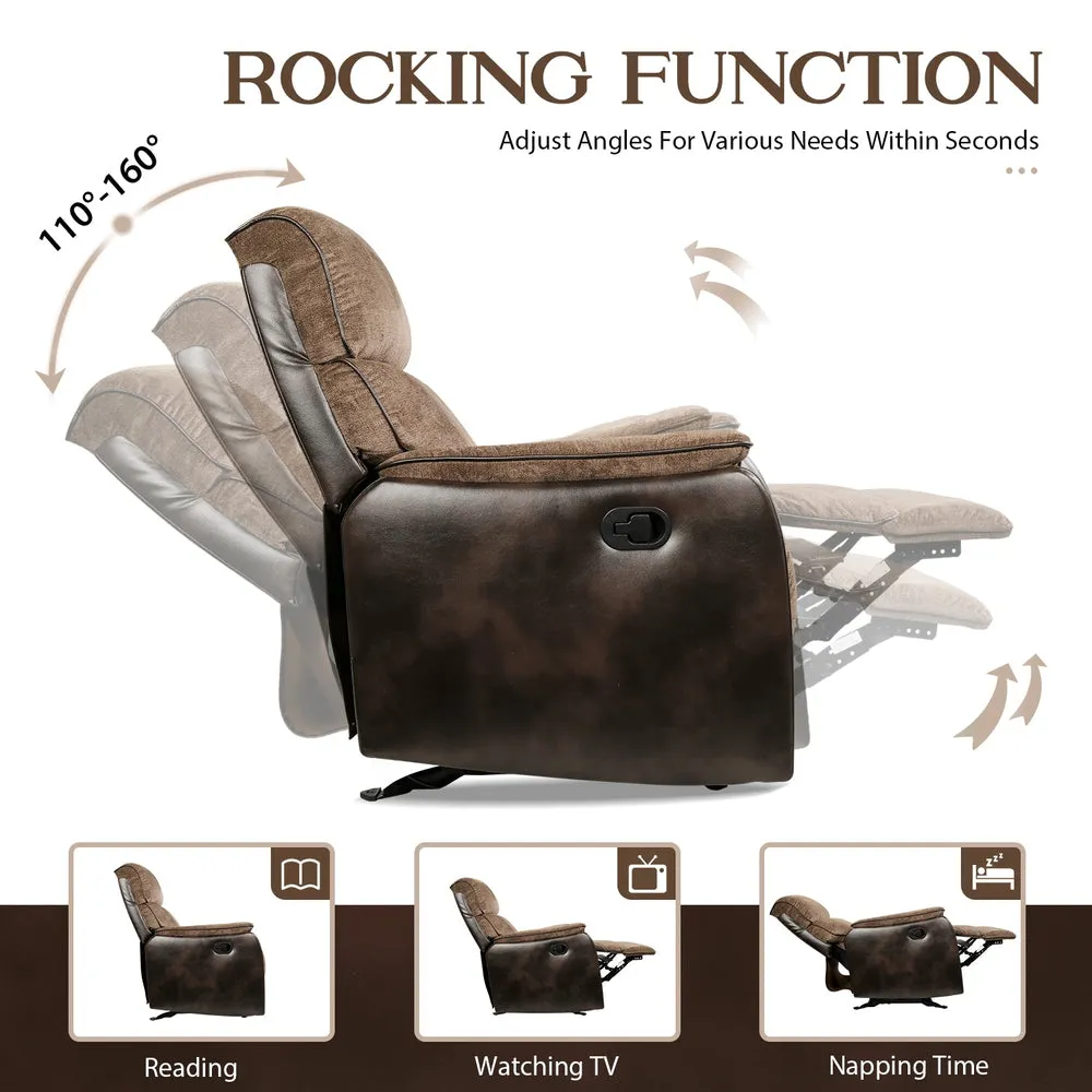TACKspace Flannel Rocker Recliner with One-Pull Recline & 360lb Weight Rating
