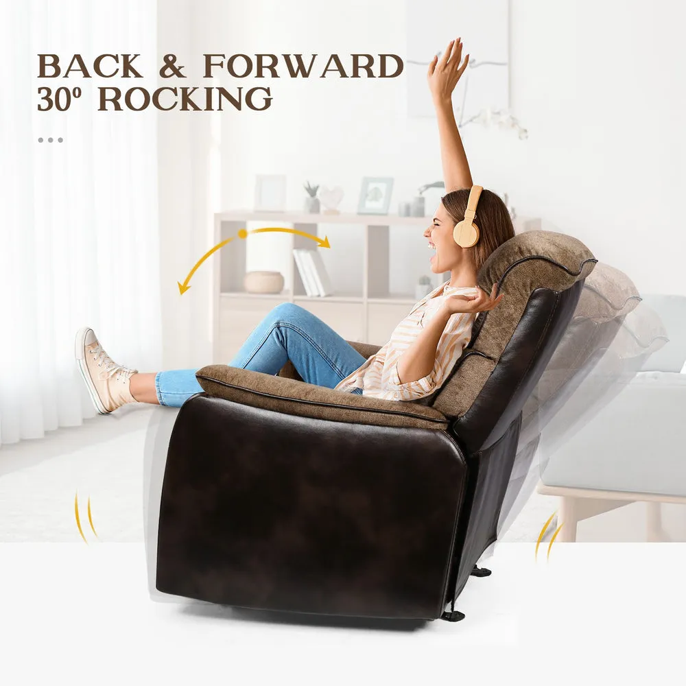 TACKspace Flannel Rocker Recliner with One-Pull Recline & 360lb Weight Rating