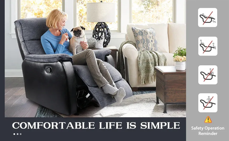 TACKspace Flannel Rocker Recliner with One-Pull Recline & 360lb Weight Rating