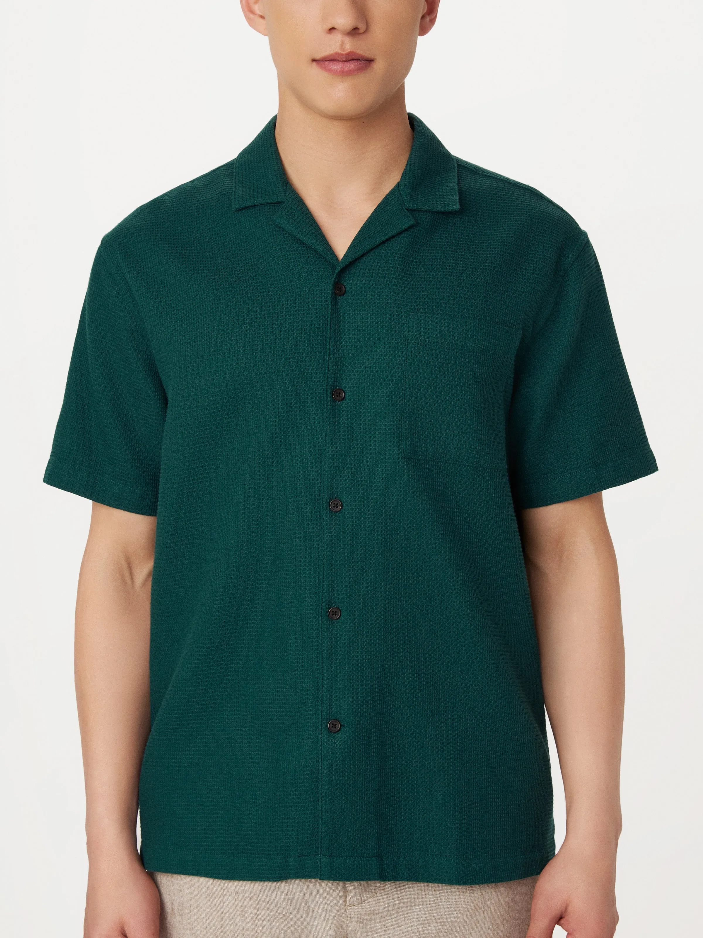 The Waffle Camp Collar Shirt in Dark Cyprus