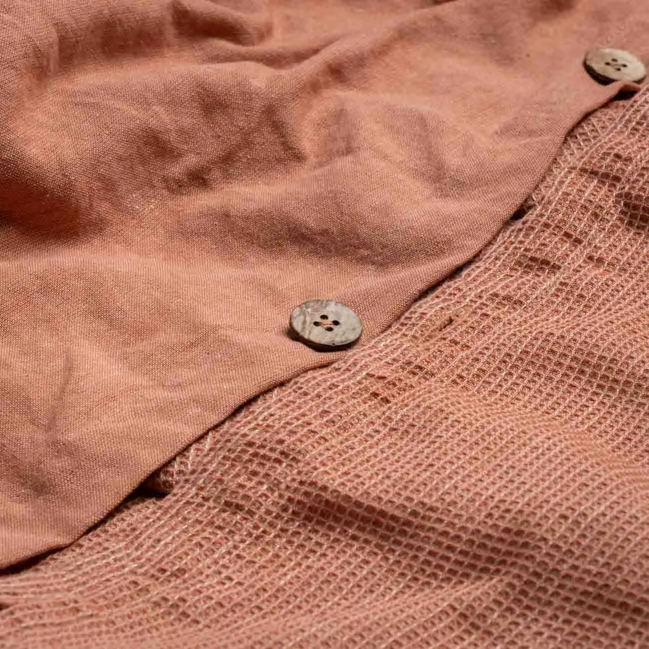 Toffee Waffle Chambray Linen Blend Duvet Cover